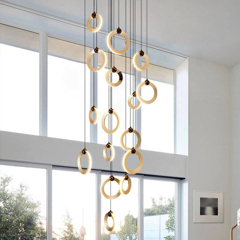 Nordic Luxury Aluminum Ring Staircase Chandelier - Galastellar Nordic Luxury Aluminum Ring Staircase Chandelier - Galastellar
