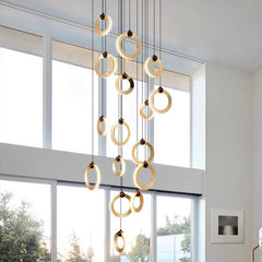 Nordic Luxury Aluminum Ring Staircase Chandelier - Galastellar