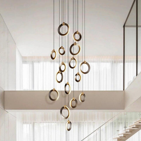 Nordic Luxury Aluminum Ring Staircase Chandelier - Galastellar Nordic Luxury Aluminum Ring Staircase Chandelier - Galastellar