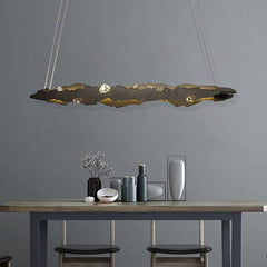 Nordic Minimalist Bar Wrought Iron Crystal Chandelier - Galastellar