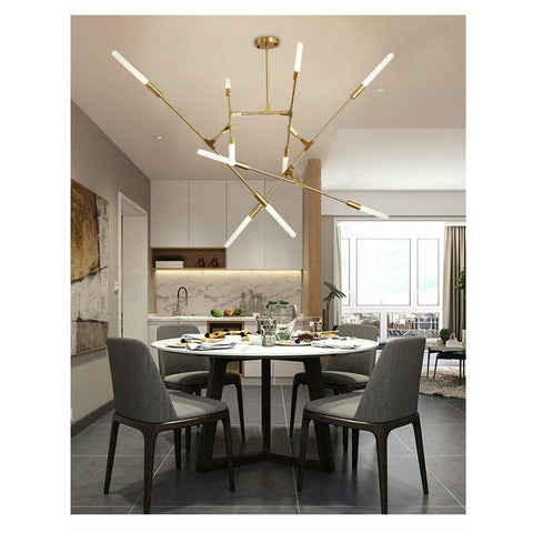 Postmodern LED Golden Iron Linear Chandelier - Galastellar Postmodern LED Golden Iron Linear Chandelier - Galastellar