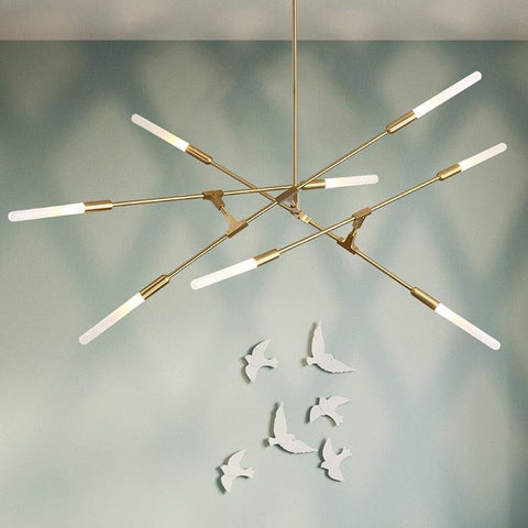Postmodern LED Golden Iron Linear Chandelier - Galastellar Postmodern LED Golden Iron Linear Chandelier - Galastellar