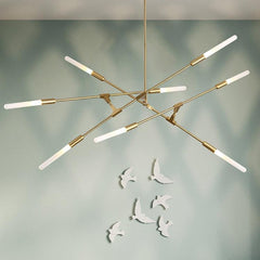 Postmodern LED Golden Iron Linear Chandelier - Galastellar