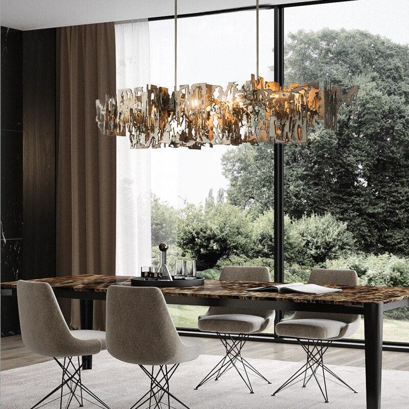 Postmodern Minimalist Metal Fragment Art Chandelier - Galastellar