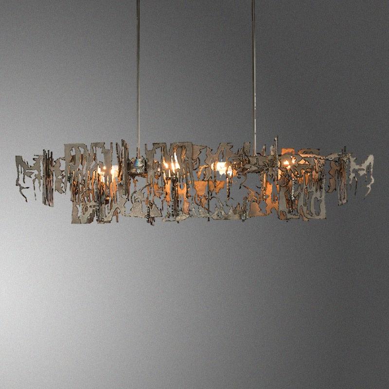 Postmodern Minimalist Metal Fragment Art Chandelier - Galastellar