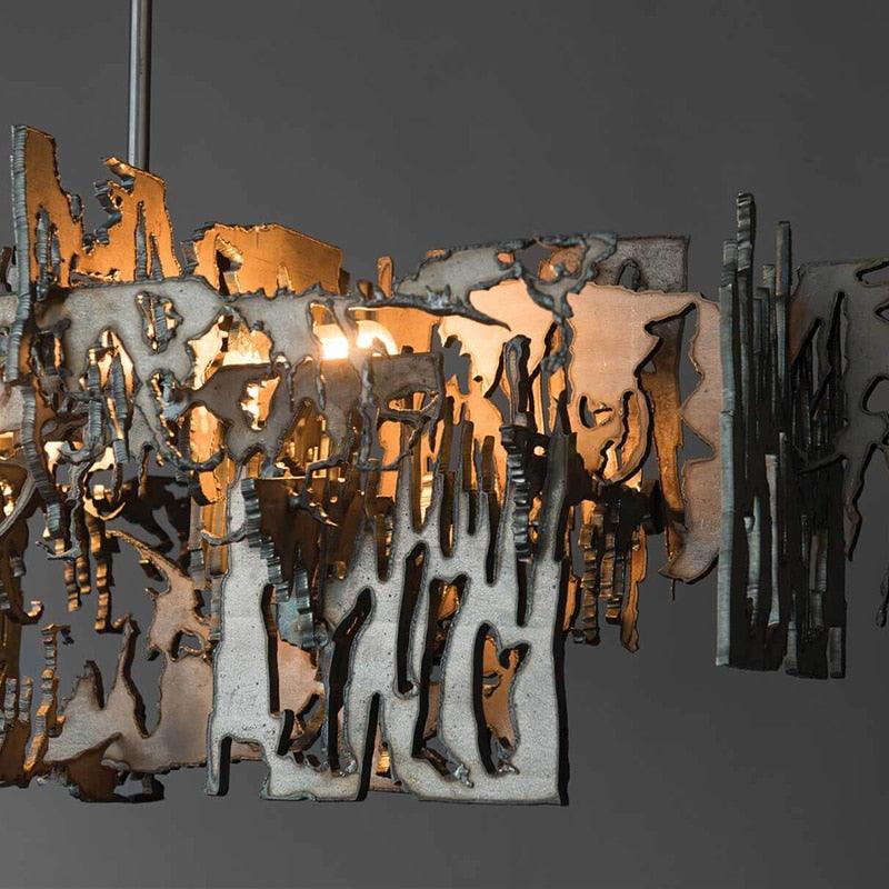 Postmodern Minimalist Metal Fragment Art Chandelier - Galastellar