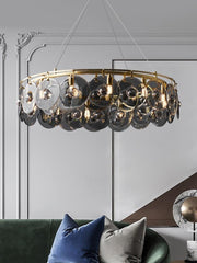 Round Copper Crystal Villa Chandelier - Galastellar