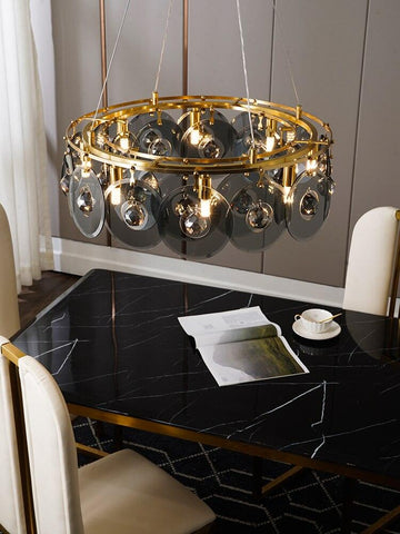 Round Copper Crystal Villa Chandelier - Galastellar Round Copper Crystal Villa Chandelier - Galastellar