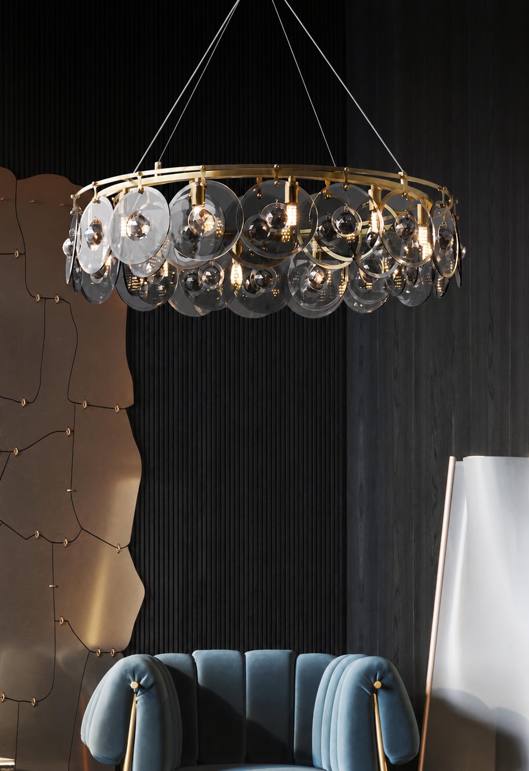 Round Copper Crystal Villa Chandelier - Galastellar