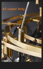 Round Copper Crystal Villa Chandelier - Galastellar