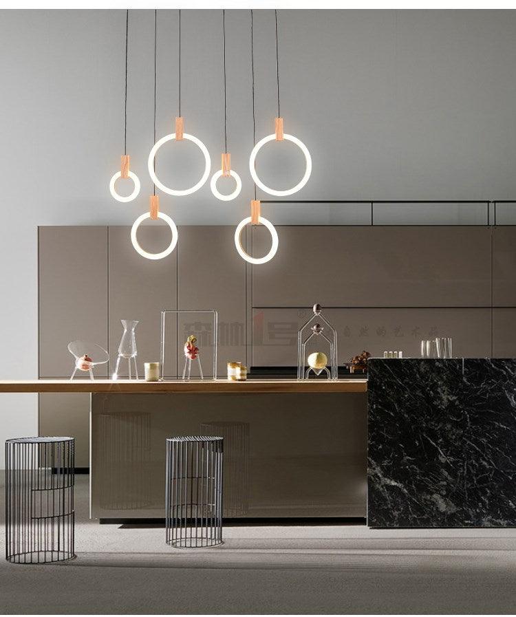 Wooden Acrylic Ring Chandelier - Galastellar