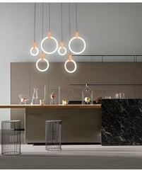 Wooden Acrylic Ring Chandelier - Galastellar