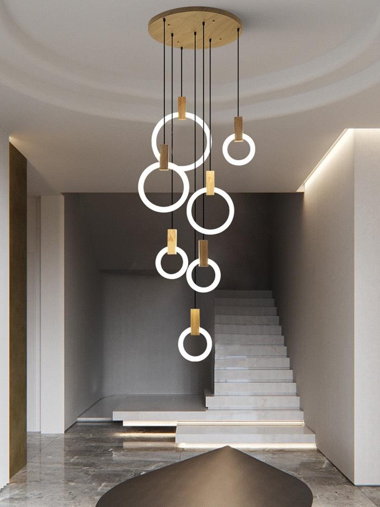 Wooden Acrylic Ring Chandelier - Galastellar