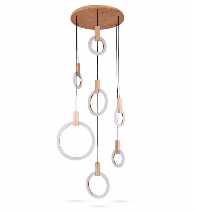 Wooden Acrylic Ring Chandelier - Galastellar