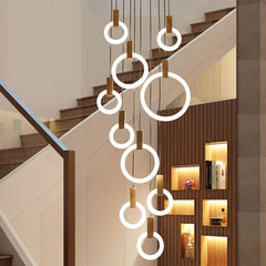 Wooden Acrylic Ring Chandelier - Galastellar