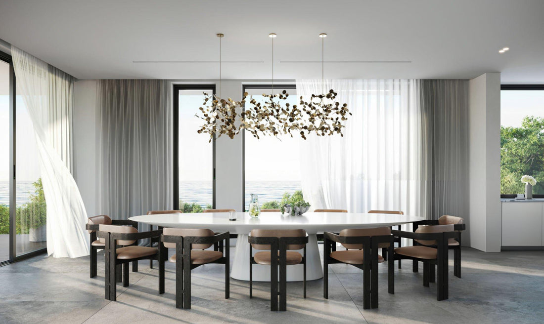 Elegant chandelier in a stylish living room