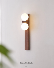 Alphard Walnut Twin Globe Wall Lamp