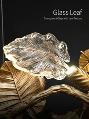 Merope Copper Glass Leaf Chandelier