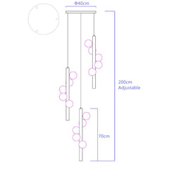 Girtab Globe Rod Staircase Chandelier