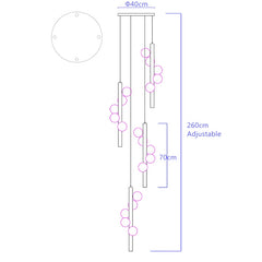 Girtab Globe Rod Staircase Chandelier