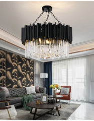 Mensae Black Tube Crystal Chandelier