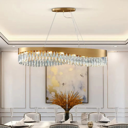Nahn Oval Crystal Drop Band Chandelier