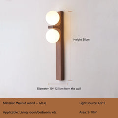 Alphard Walnut Twin Globe Wall Lamp