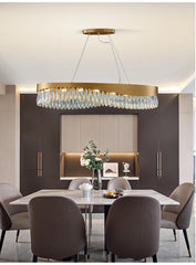 Nahn Oval Crystal Drop Band Chandelier