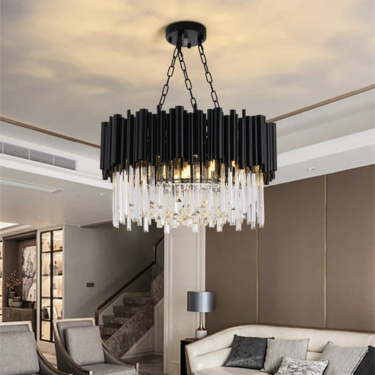 Mensae Black Tube Crystal Chandelier