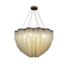 Alruba Beaded Crystal Bowl Chandelier
