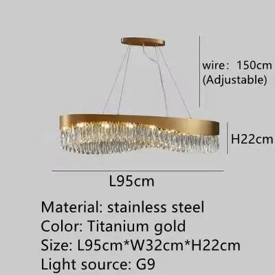 Nahn Oval Crystal Drop Band Chandelier