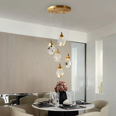 Acrux Faceted Crystal Cascade Chandelier