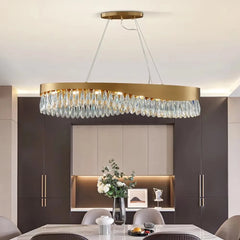 Nahn Oval Crystal Drop Band Chandelier