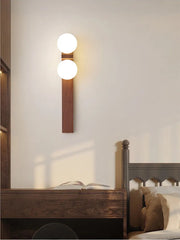 Alphard Walnut Twin Globe Wall Lamp