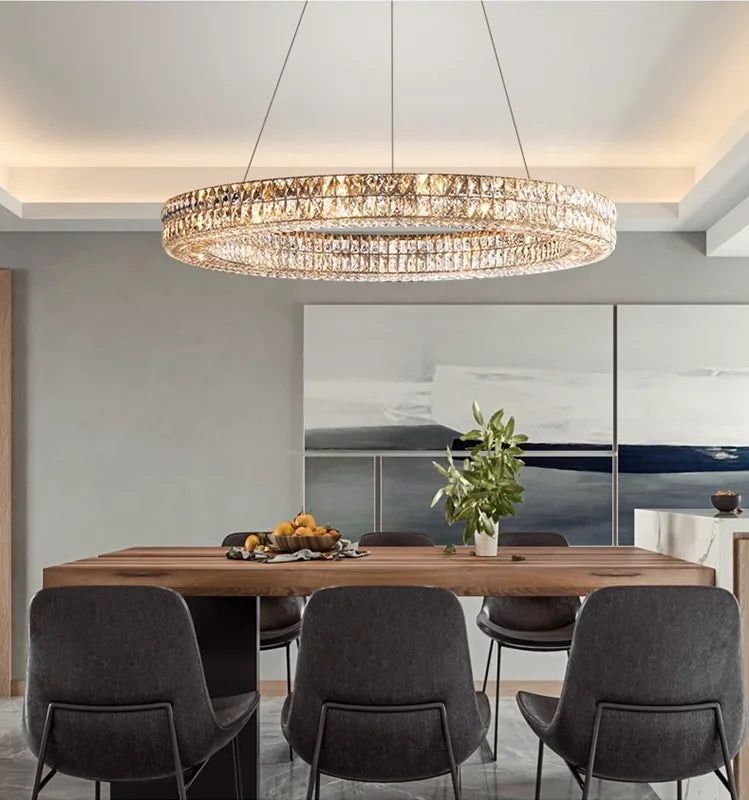 Alnair Double Crystal Ring Chandelier