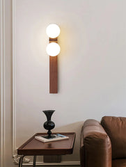 Alphard Walnut Twin Globe Wall Lamp
