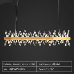 Nusakan Crossed Crystal Rod Chandelier