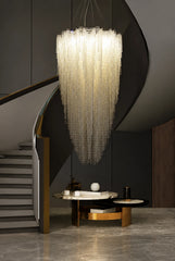 Alruba Beaded Crystal Bowl Chandelier