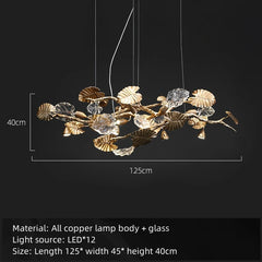 Merope Copper Glass Leaf Chandelier