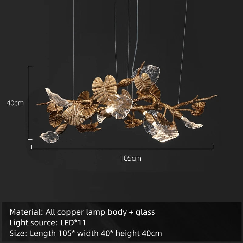 Merope Copper Glass Leaf Chandelier