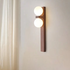 Alphard Walnut Twin Globe Wall Lamp