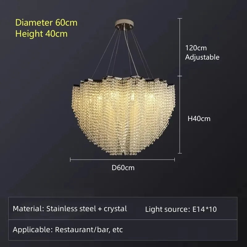 Alruba Beaded Crystal Bowl Chandelier