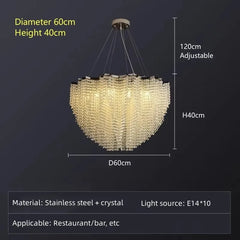 Alruba Beaded Crystal Bowl Chandelier