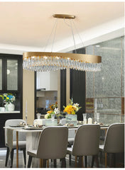 Nahn Oval Crystal Drop Band Chandelier