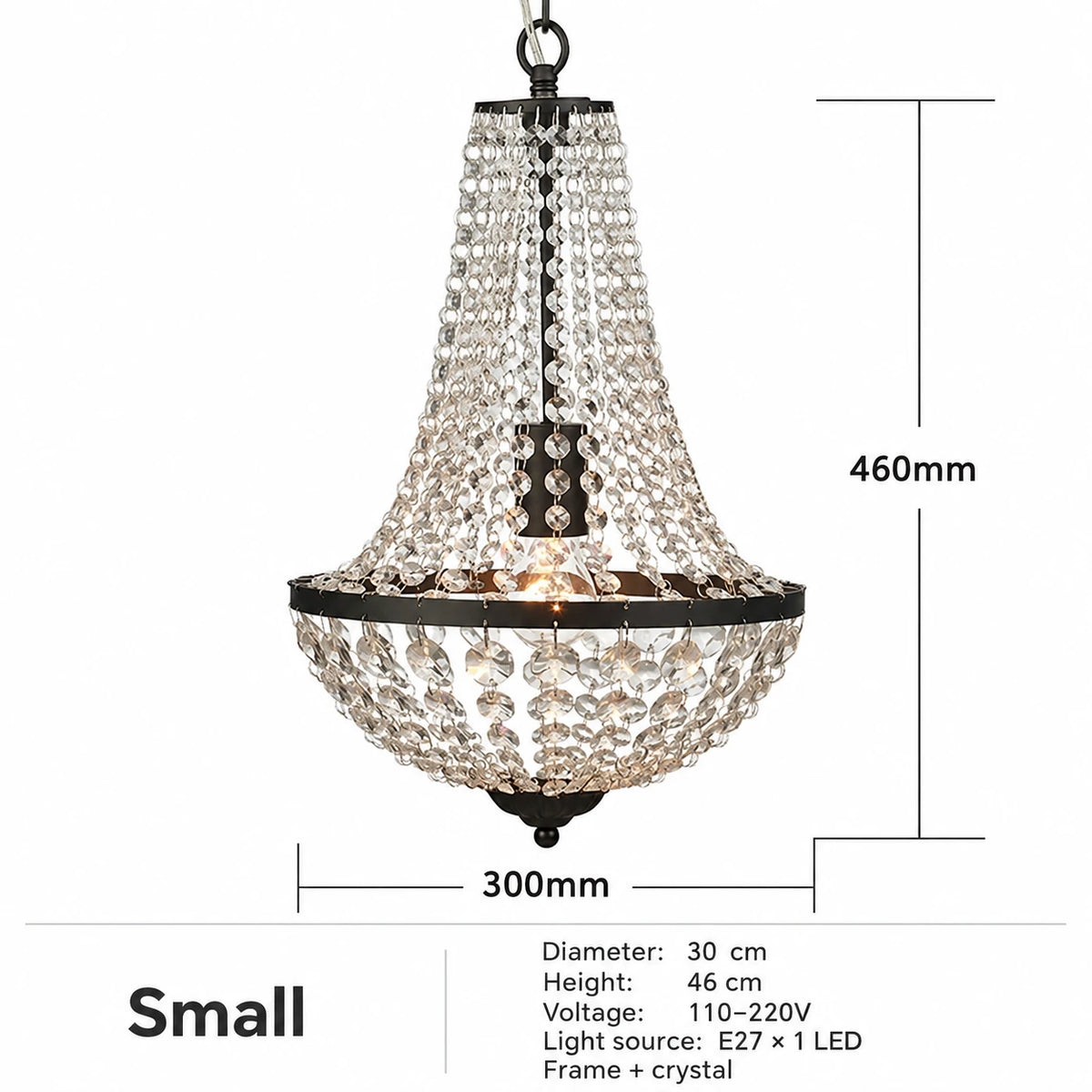 Okab Beaded Crystal Bell Chandelier