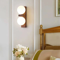 Alphard Walnut Twin Globe Wall Lamp