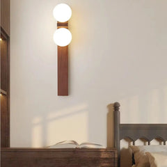 Alphard Walnut Twin Globe Wall Lamp