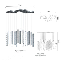 Castula Tube Cascade Chandelier