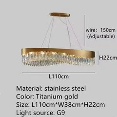 Nahn Oval Crystal Drop Band Chandelier