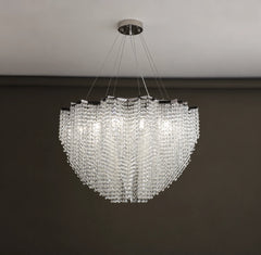 Alruba Beaded Crystal Bowl Chandelier